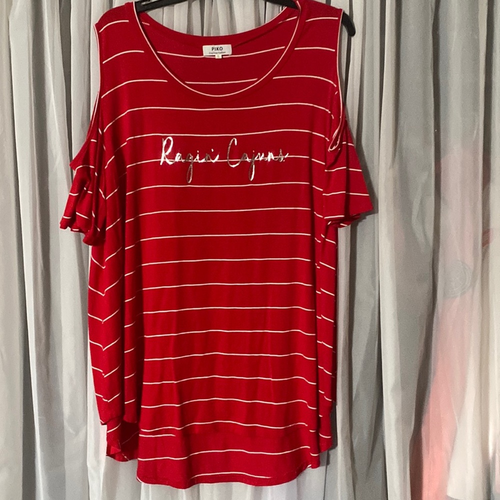 Louisiana Ragin’ Cajuns Piko top with peek-a-boo shoulders